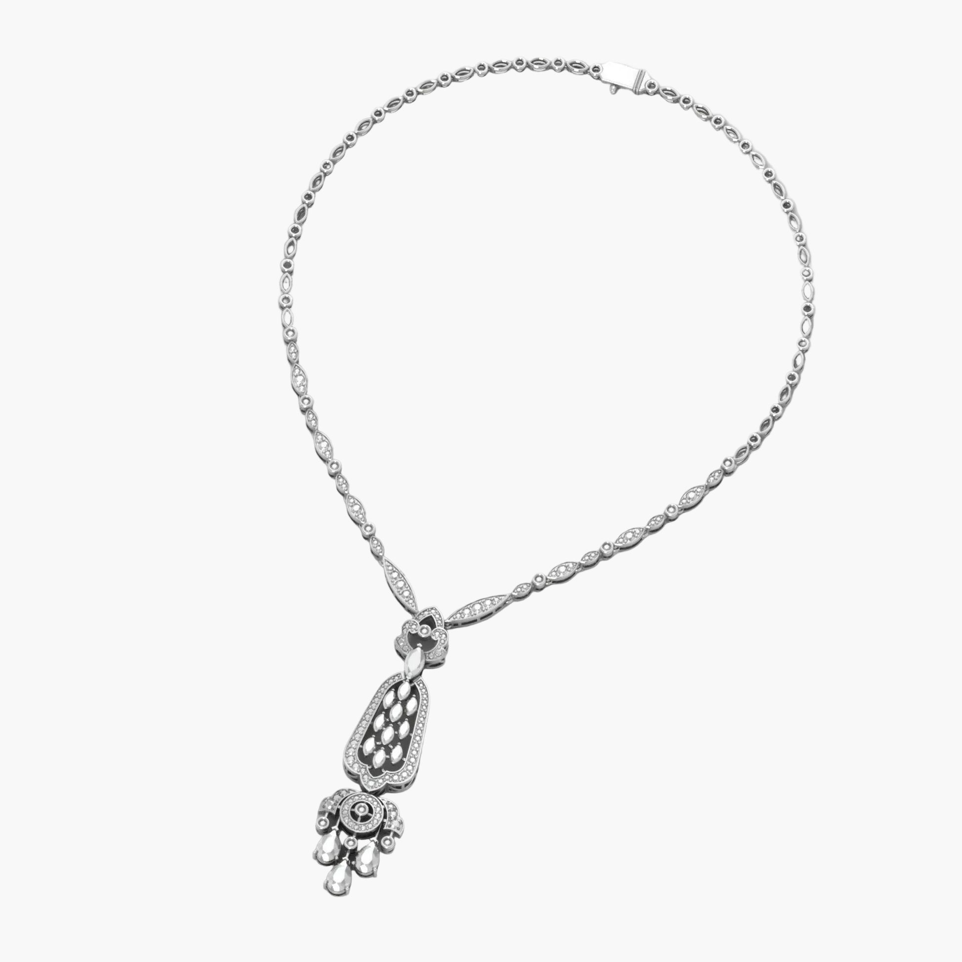 Silver necklace with a decorative pendant on a white background, branded 'Green Lab'.
