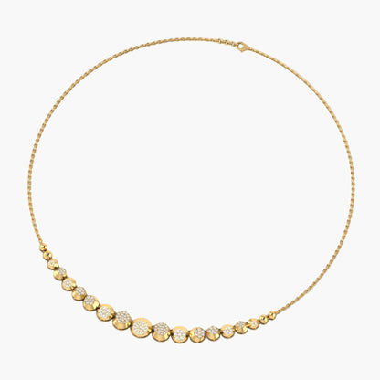 Gold necklace with small diamonds on a white background, branded 'Green Lab'.