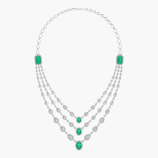 Emerald Cascade Multi-Strand Diamond Necklace