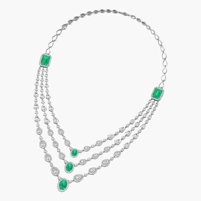 Emerald Cascade Multi-Strand Diamond Necklace