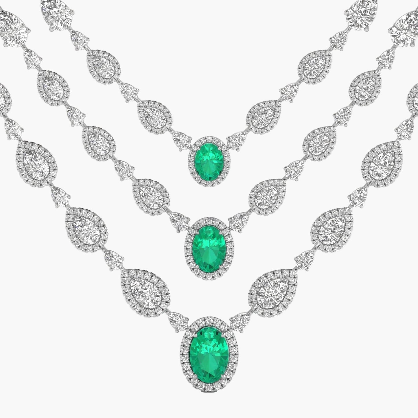 Emerald Cascade Multi-Strand Diamond Necklace