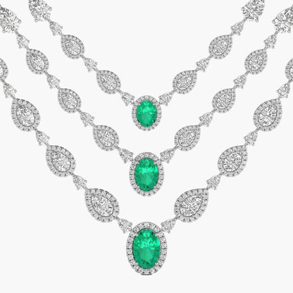 Emerald Cascade Multi-Strand Diamond Necklace