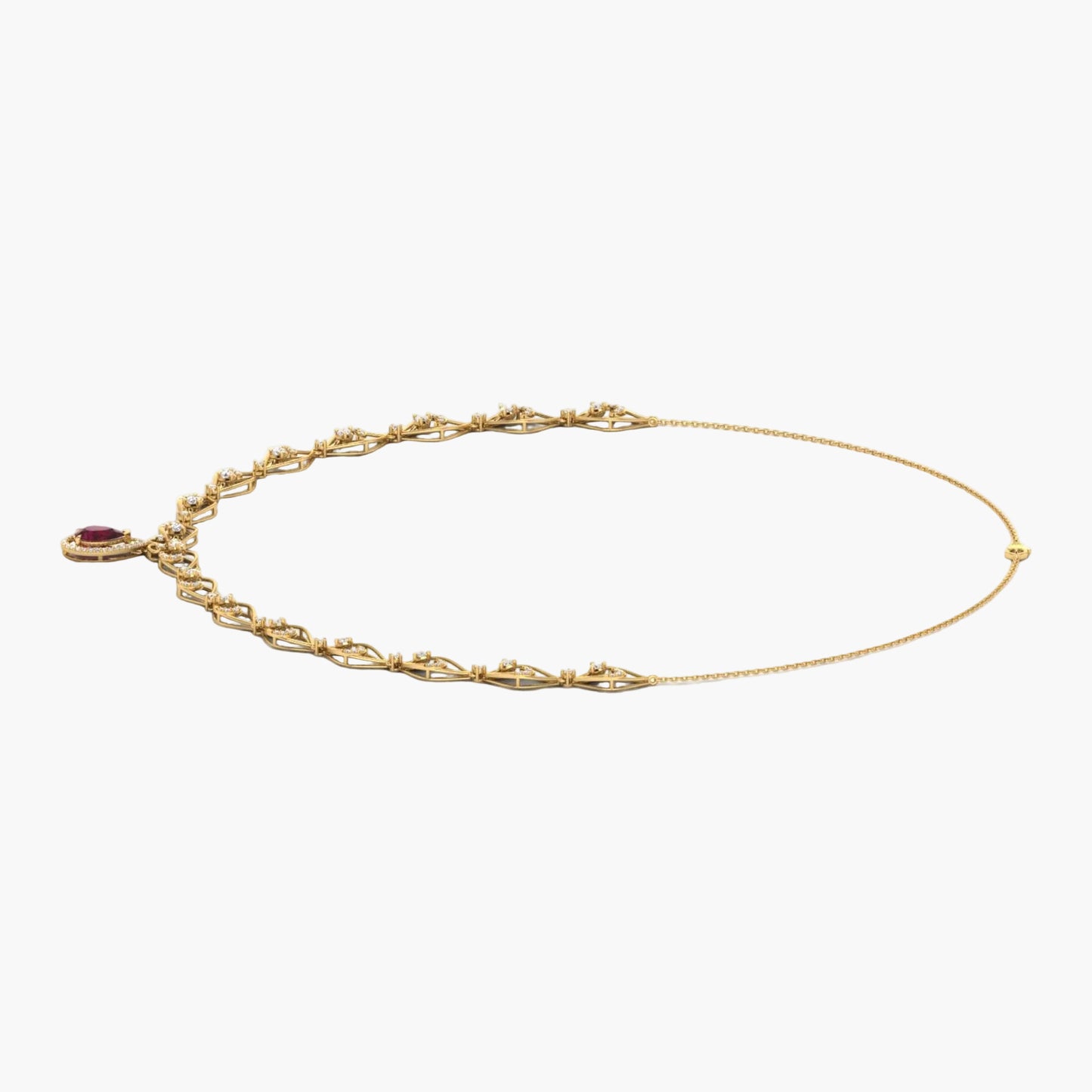 Gold bracelet with a red gemstone on a white background, branded 'Green Lab'.