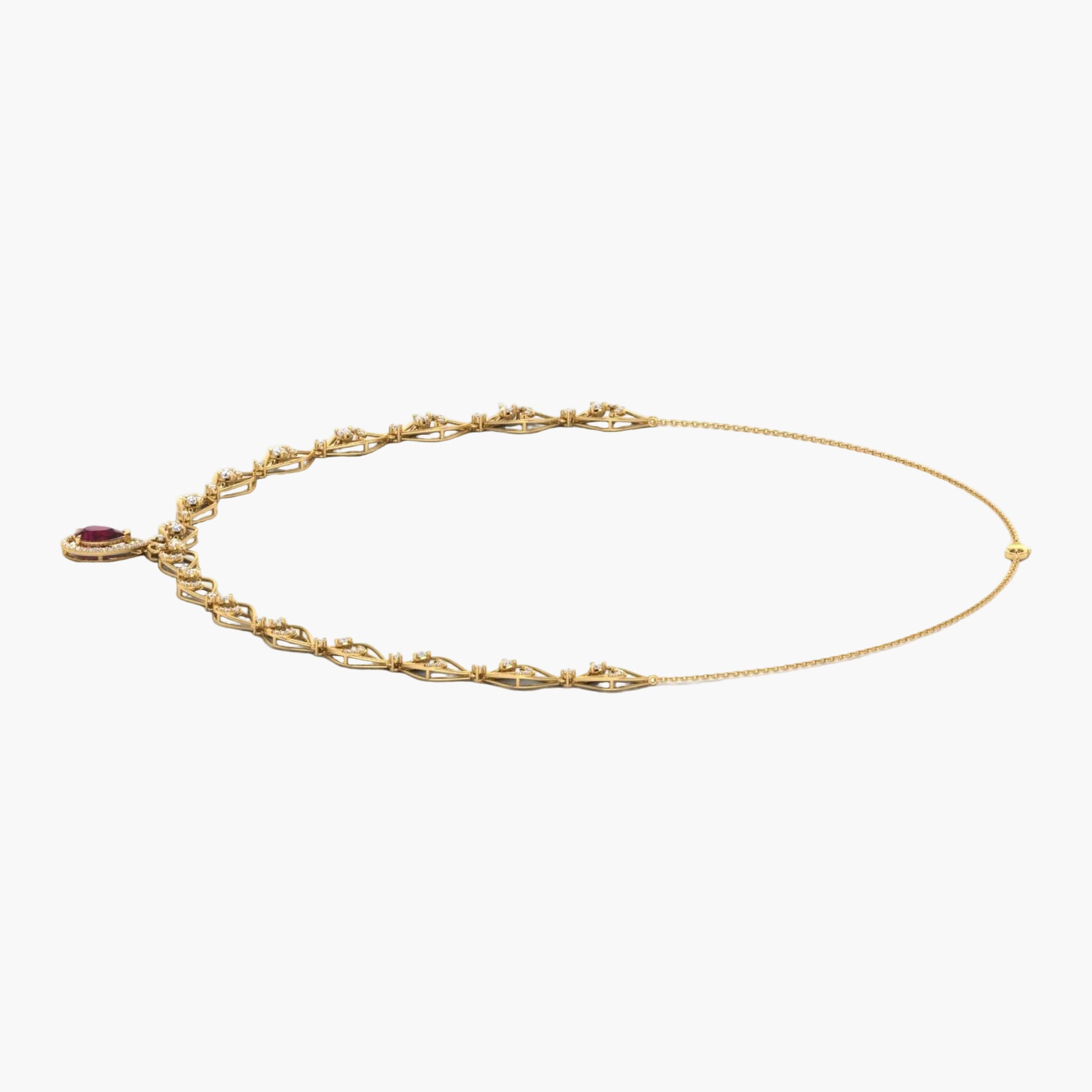 Gold bracelet with a red gemstone on a white background, branded 'Green Lab'.