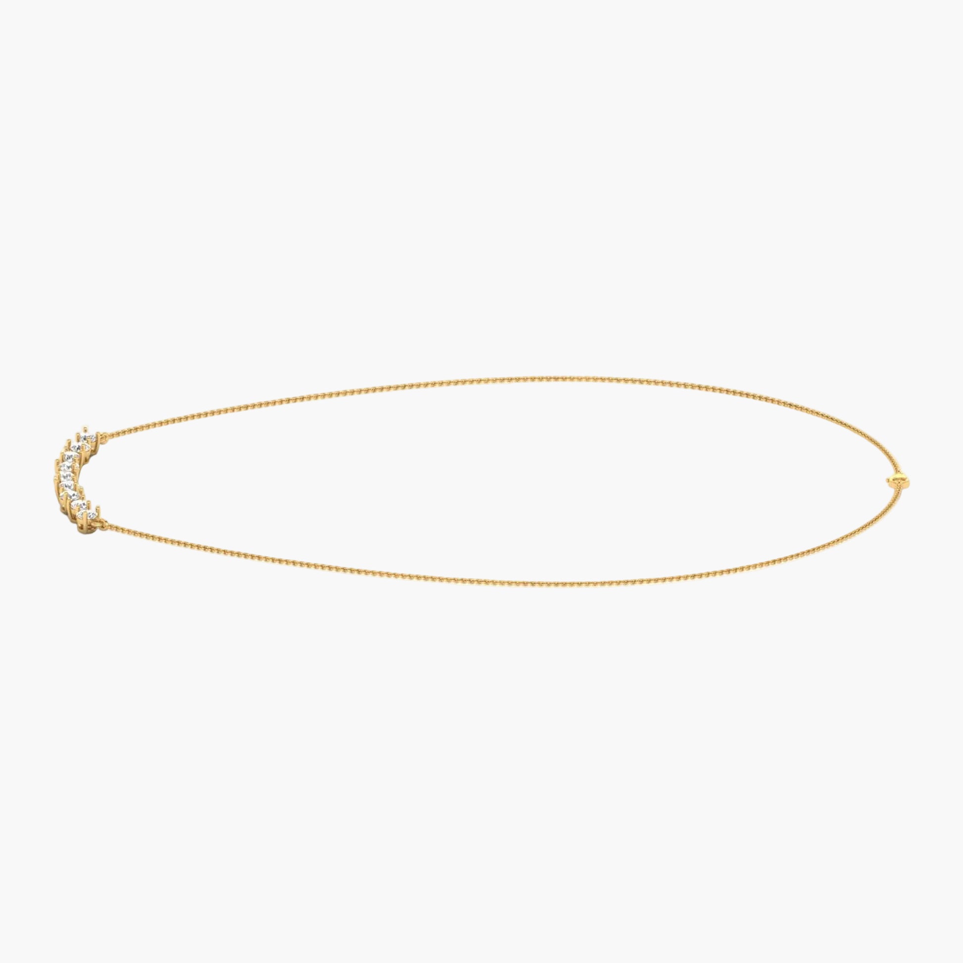 Gold necklace with small stones on a white background, branded 'Green Lab'.