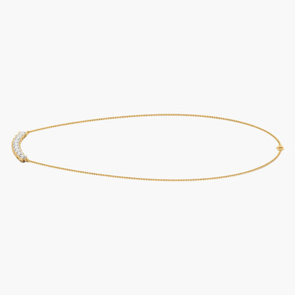 Gold necklace with a small round pendant on a white background, branded 'Green Lab'.