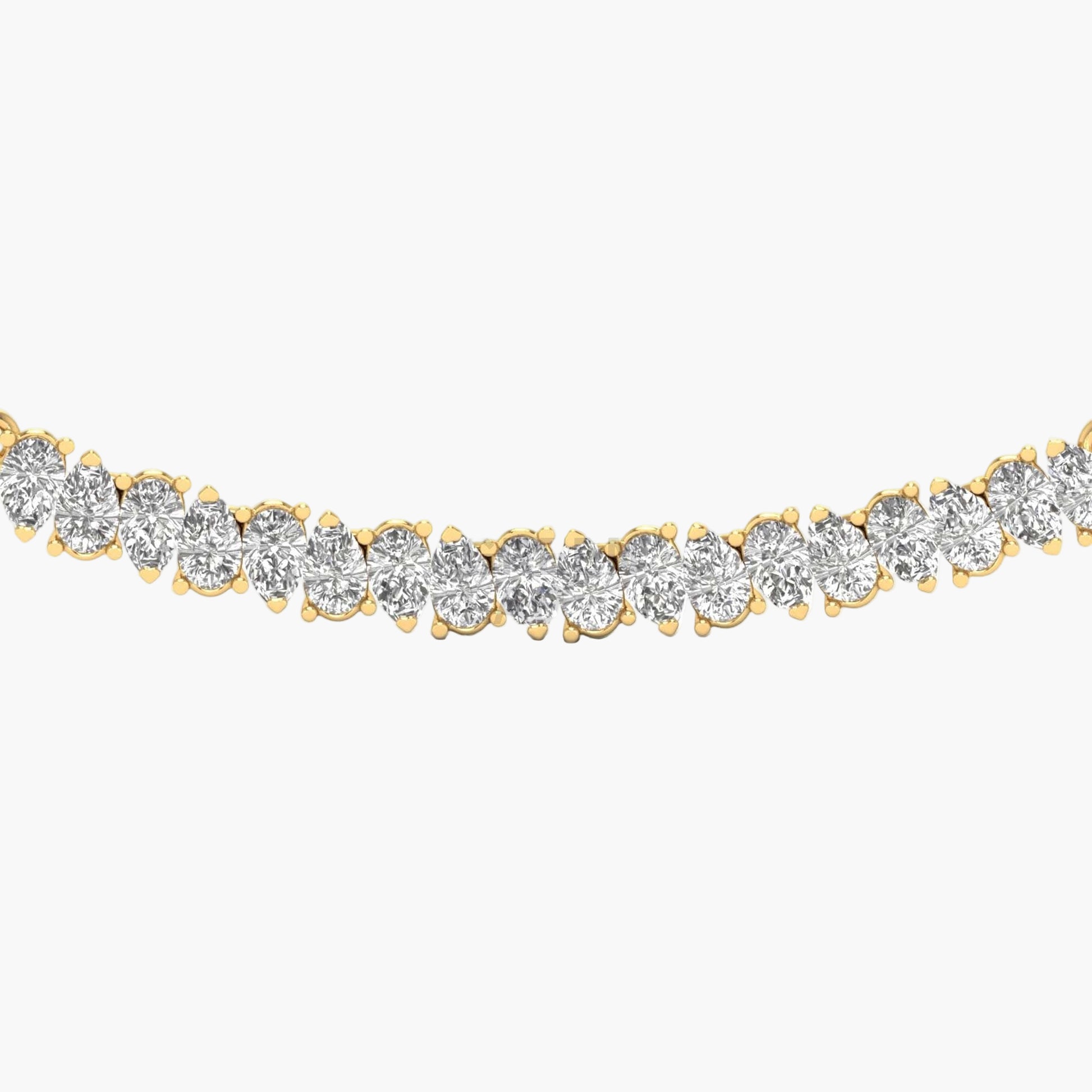 Gold bracelet with clear gemstones on a white background
