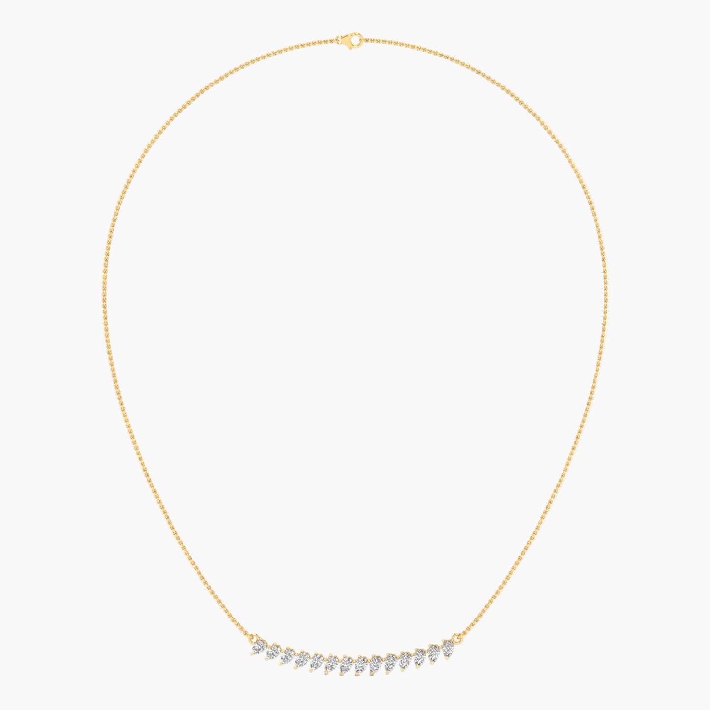 Gold necklace with small diamonds on a white background, branded 'Green Lab'.