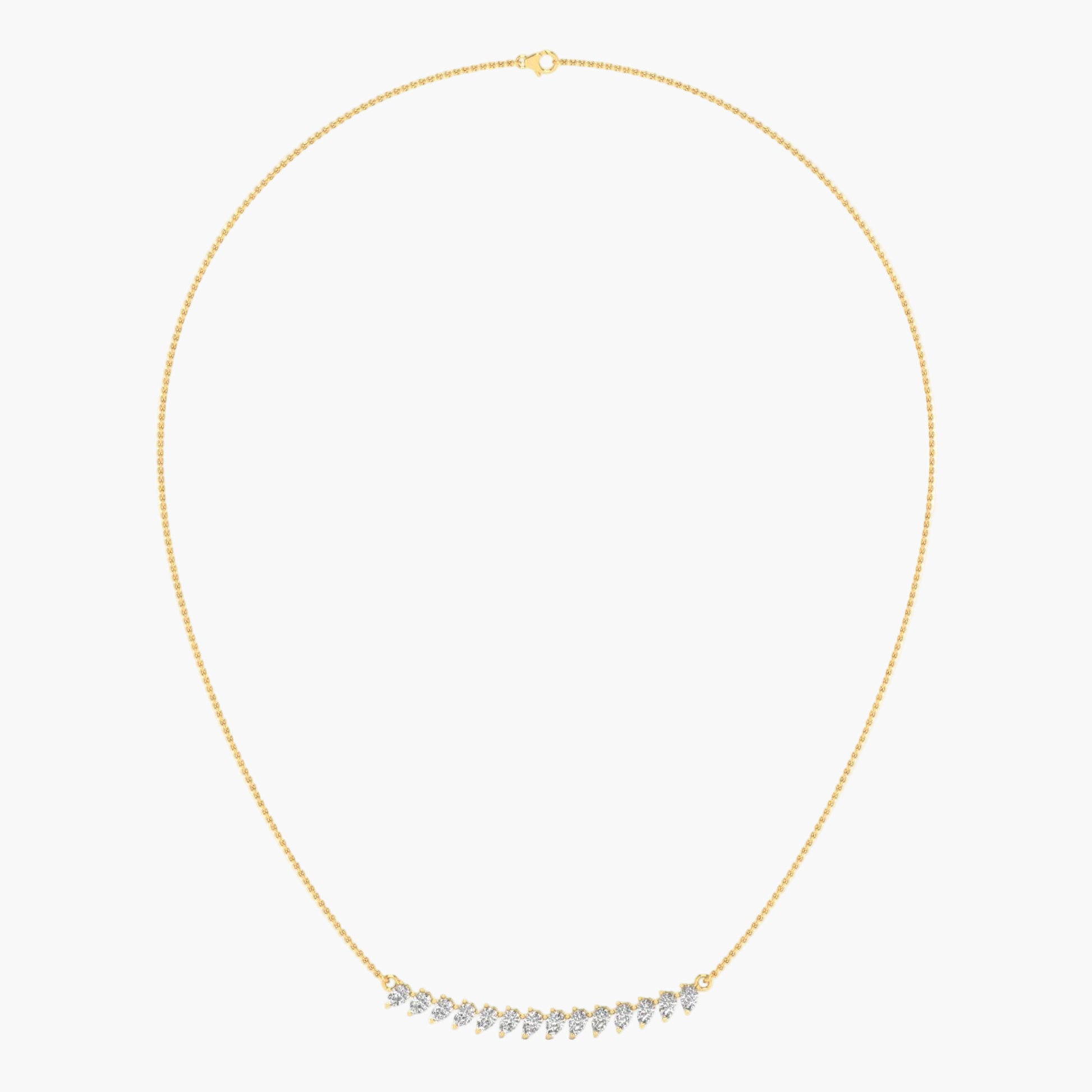 Gold necklace with small diamonds on a white background, branded 'Green Lab'.
