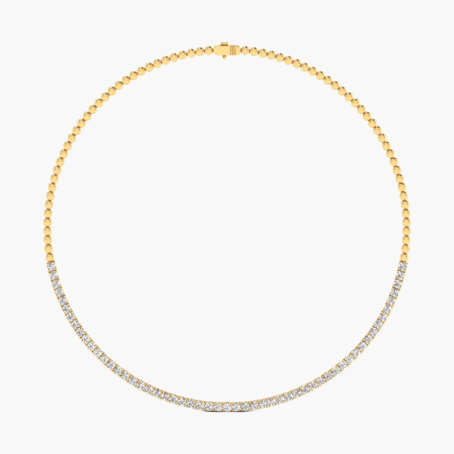 Gold necklace with diamonds on a white background