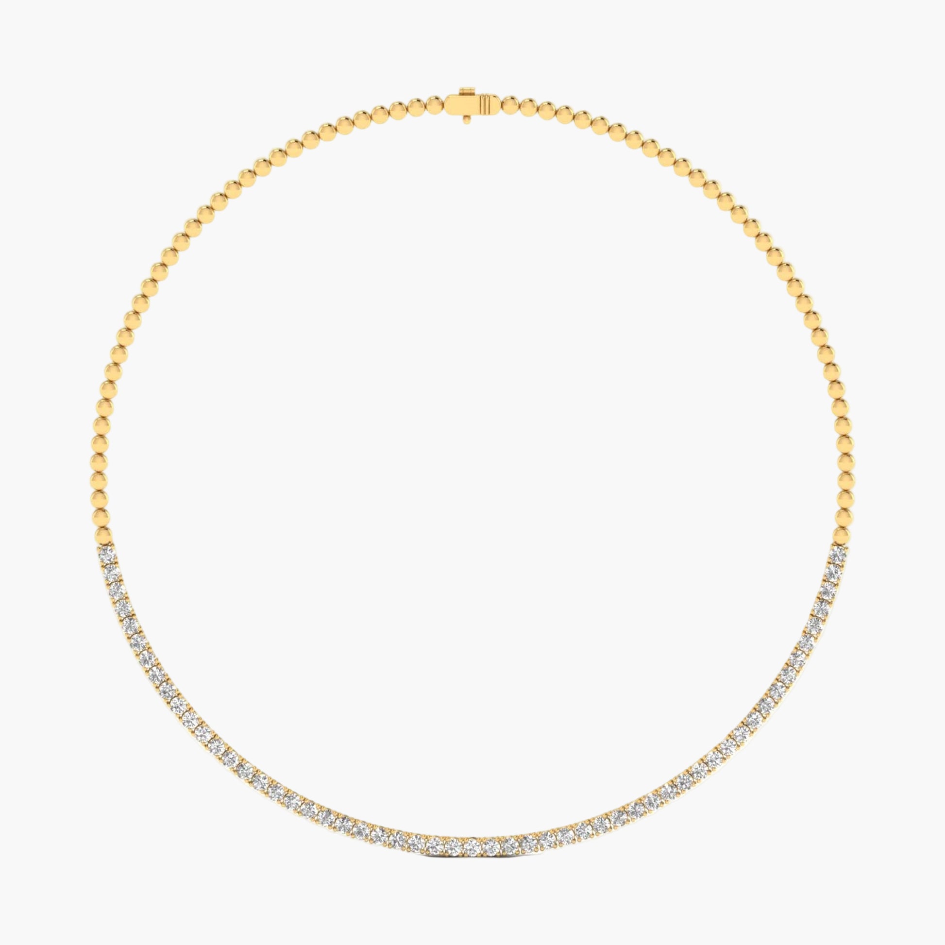 Gold necklace with diamonds on a white background