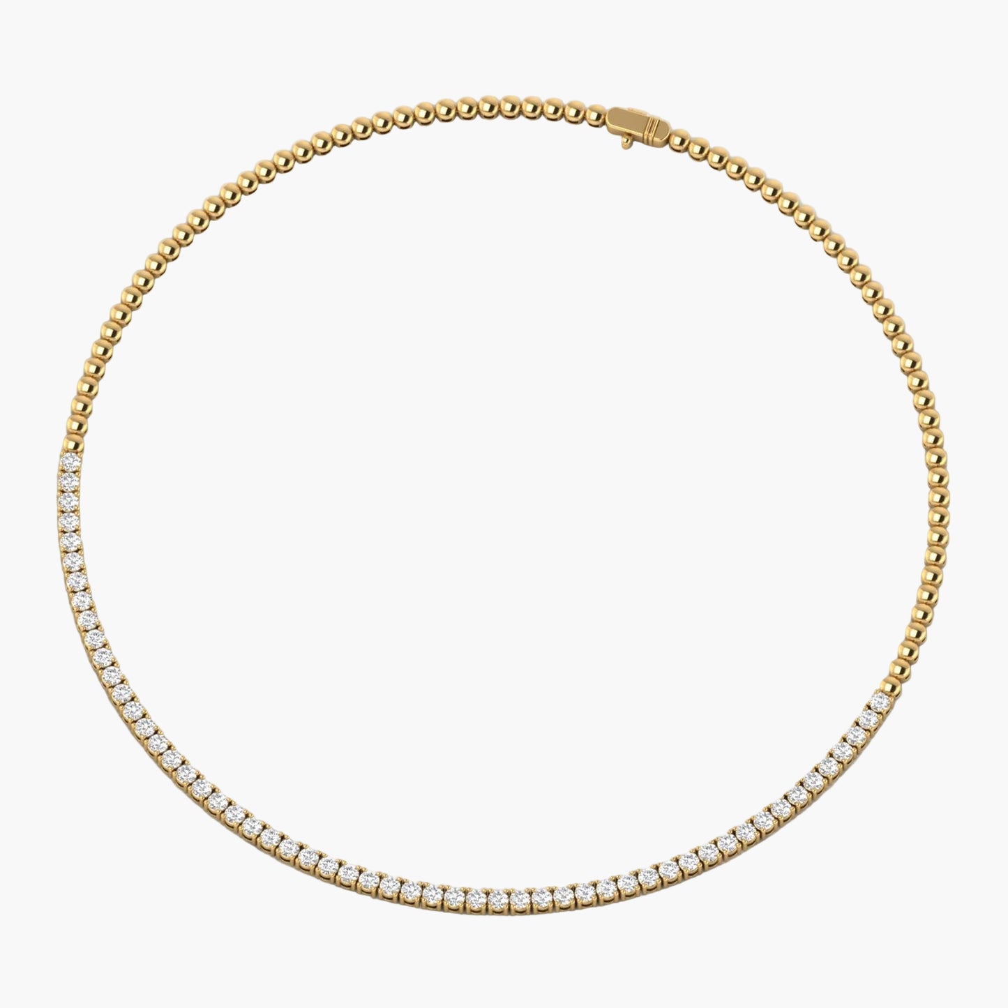 Gold necklace with diamonds on a white background, branded 'Green Lab'.