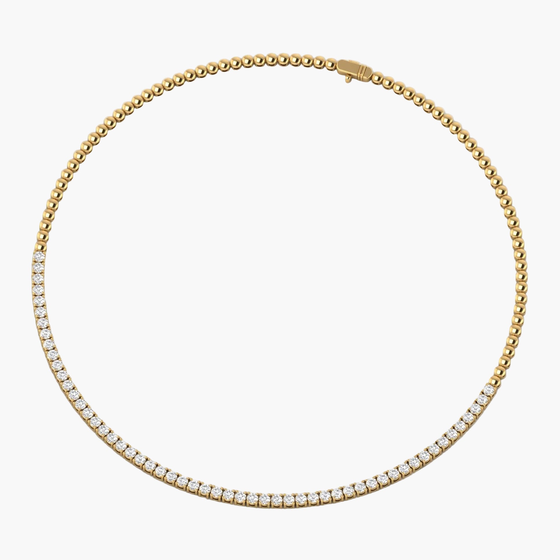 Gold necklace with diamonds on a white background, branded 'Green Lab'.