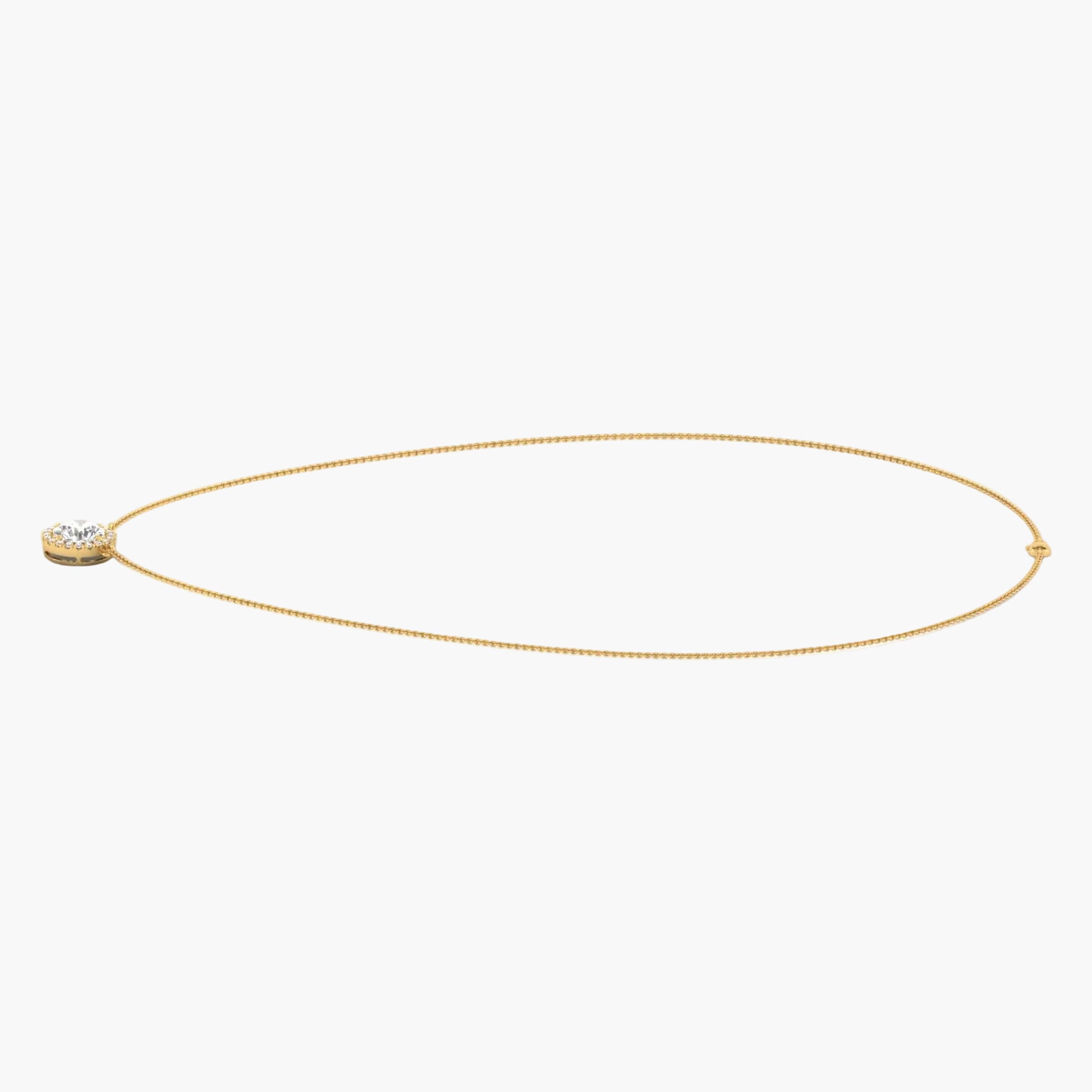 Gold necklace with a small pendant on a white background, branded 'Green Lab'.