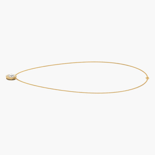 Gold necklace with a small pendant on a white background, branded 'Green Lab'.