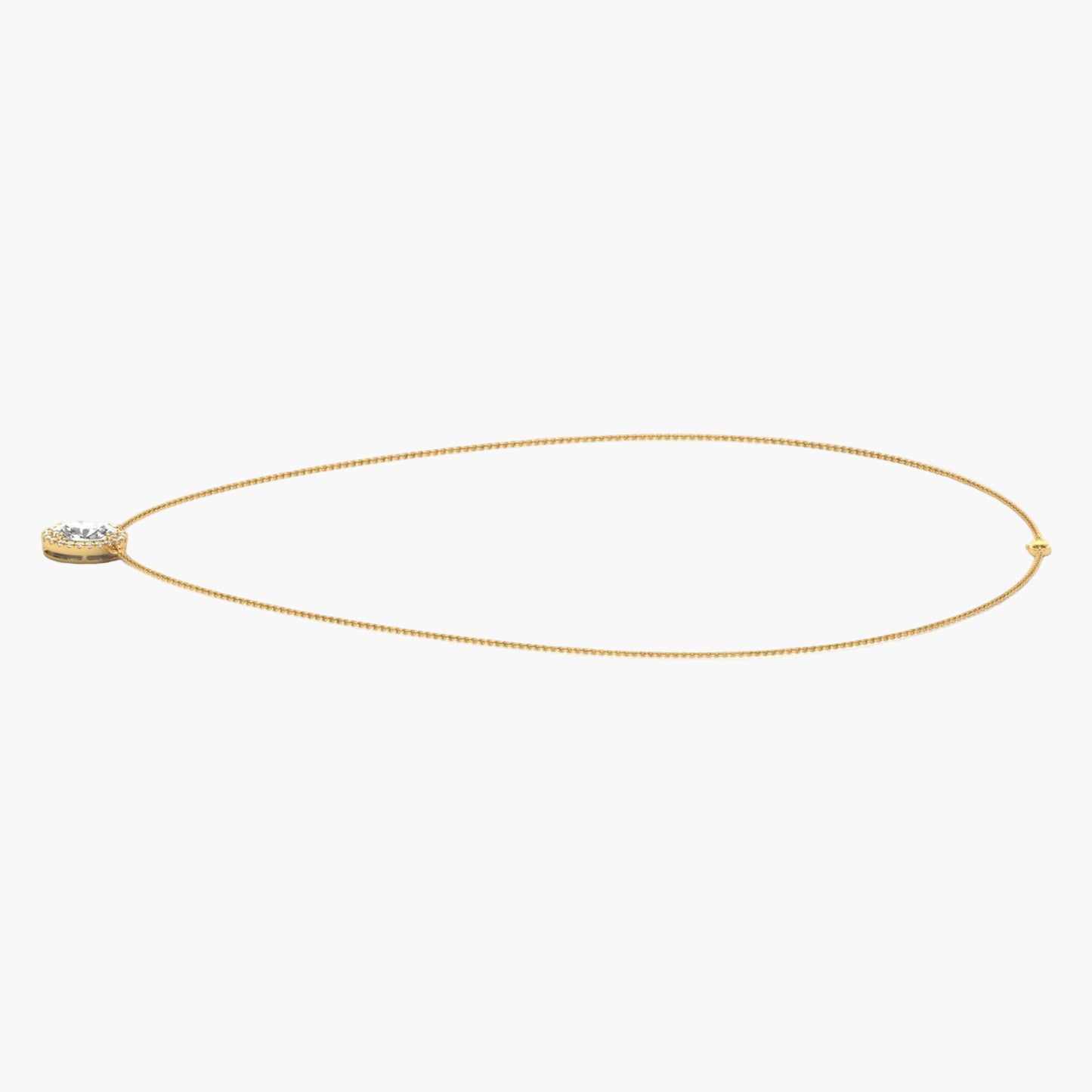 Gold necklace with a small pendant on a white background, branded 'Green Lab'.