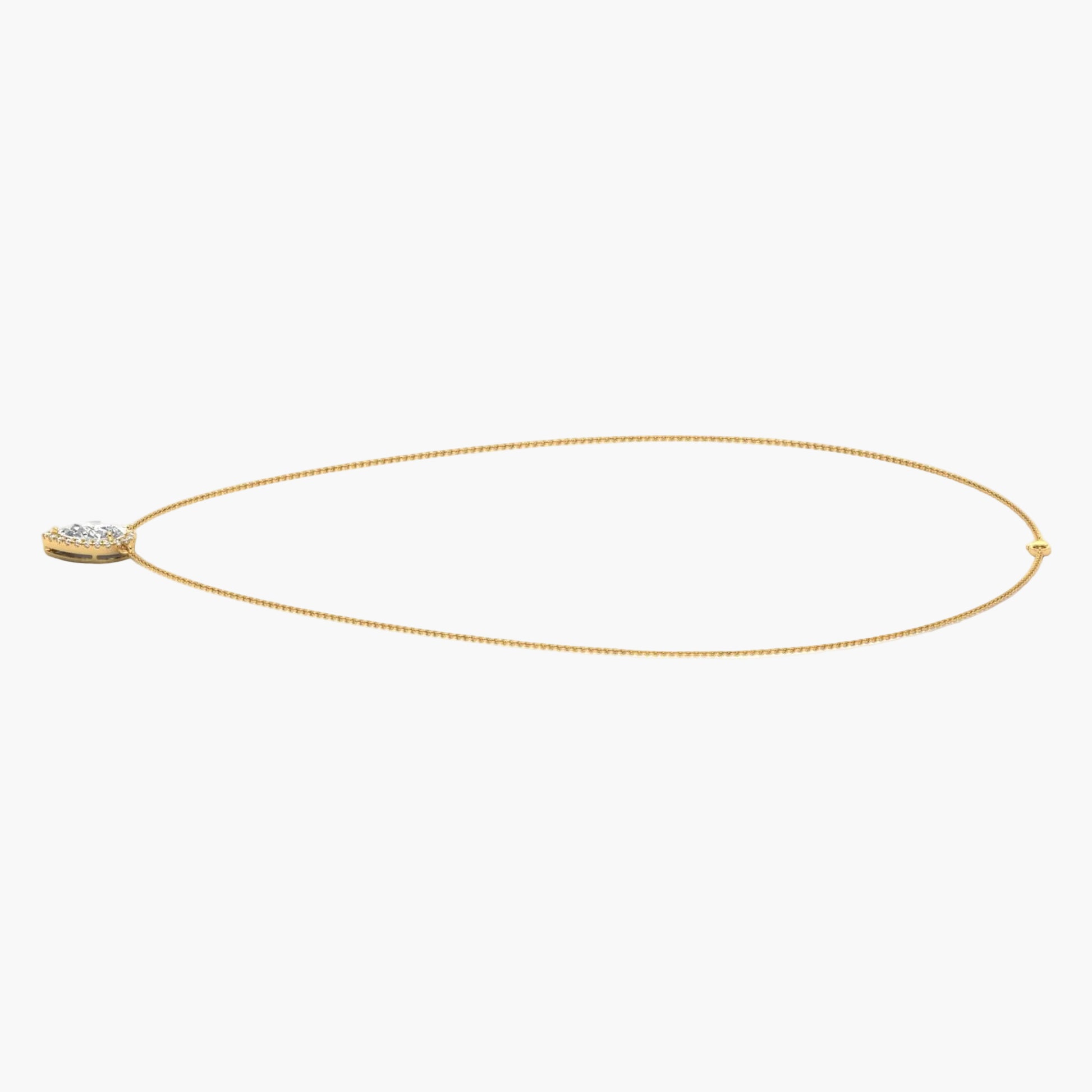 Gold necklace with a small pendant on a white background, branded 'Green Lab'.