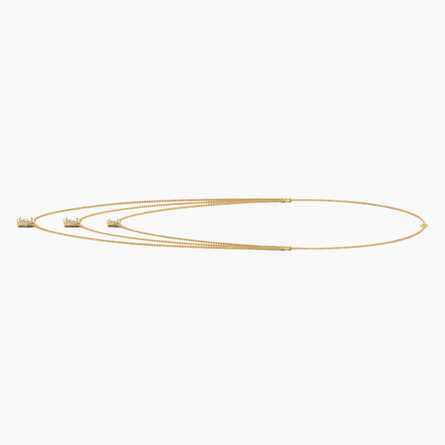 Gold necklace on a white background