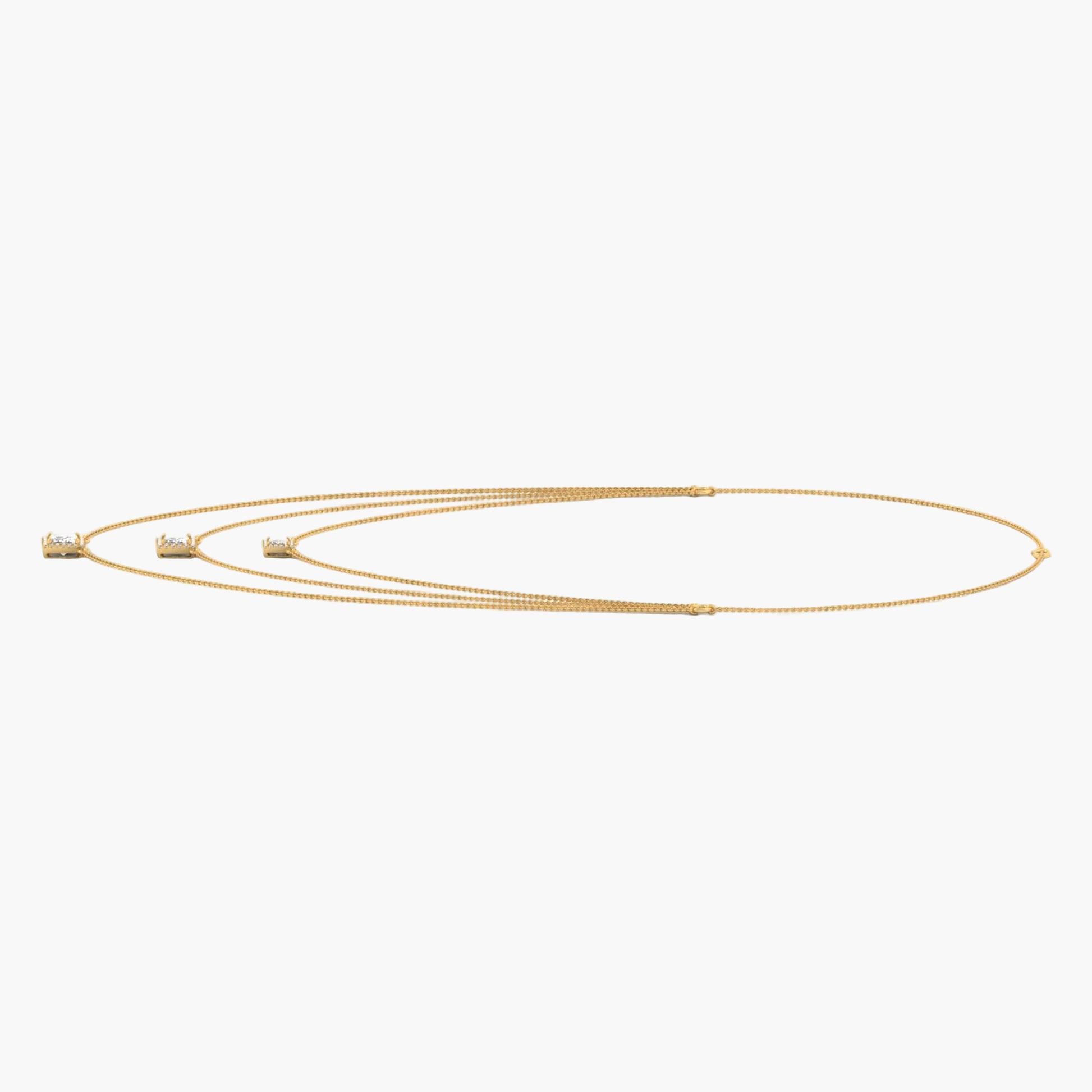 Gold necklace on a white background