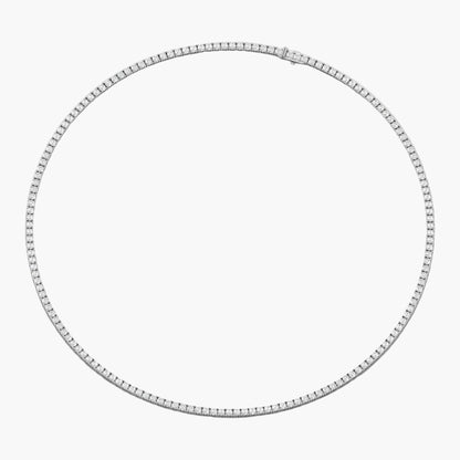 Silver necklace with small diamonds on a white background, branded 'Green Lab'.