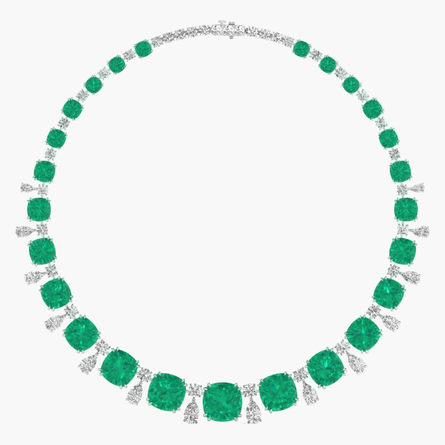 Emerald Grandeur Riviere Diamond Necklace