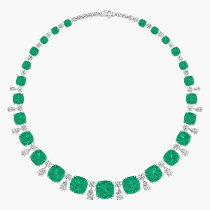 Emerald Grandeur Riviere Diamond Necklace