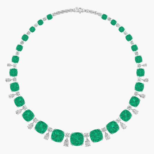 Emerald Grandeur Riviere Diamond Necklace