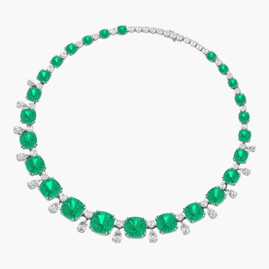 Emerald Grandeur Riviere Diamond Necklace