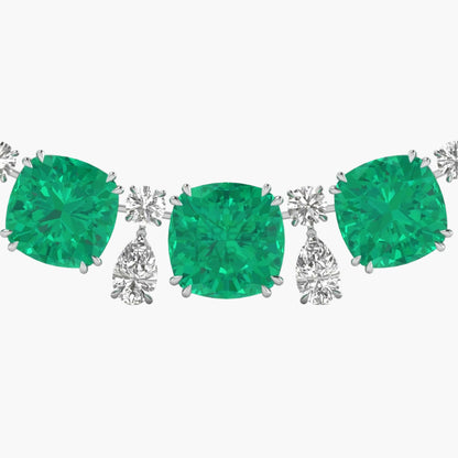 Emerald Grandeur Riviere Diamond Necklace