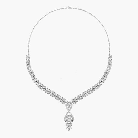 Diamond necklace on a light gray background