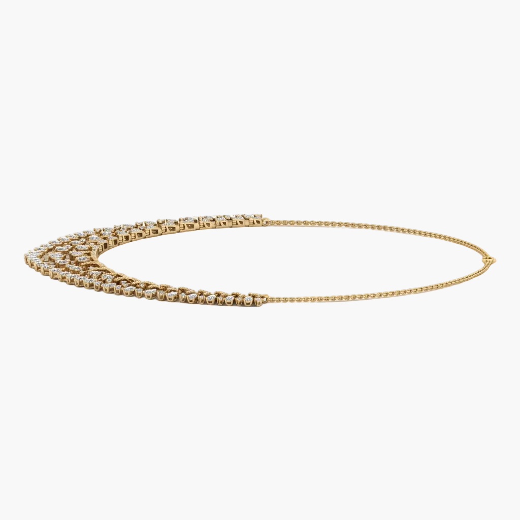 Gold chain necklace on a white background