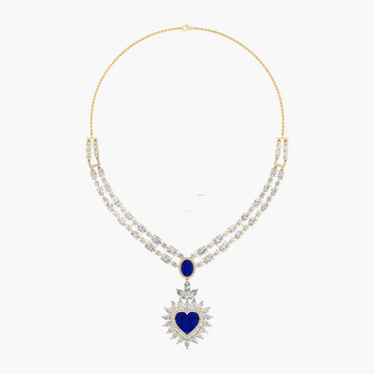 Majestic Sapphire Heart-Drop Diamond Necklace