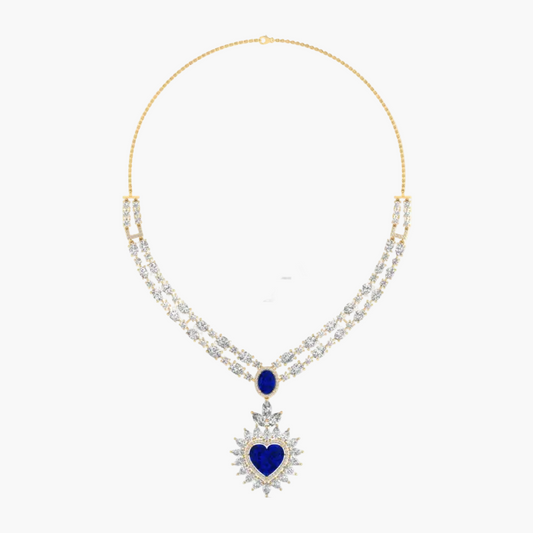 Majestic Sapphire Heart-Drop Diamond Necklace