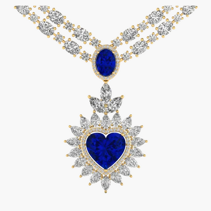 Majestic Sapphire Heart-Drop Diamond Necklace