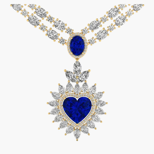 Majestic Sapphire Heart-Drop Diamond Necklace