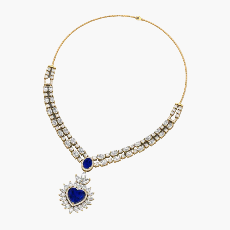 Majestic Sapphire Heart-Drop Diamond Necklace