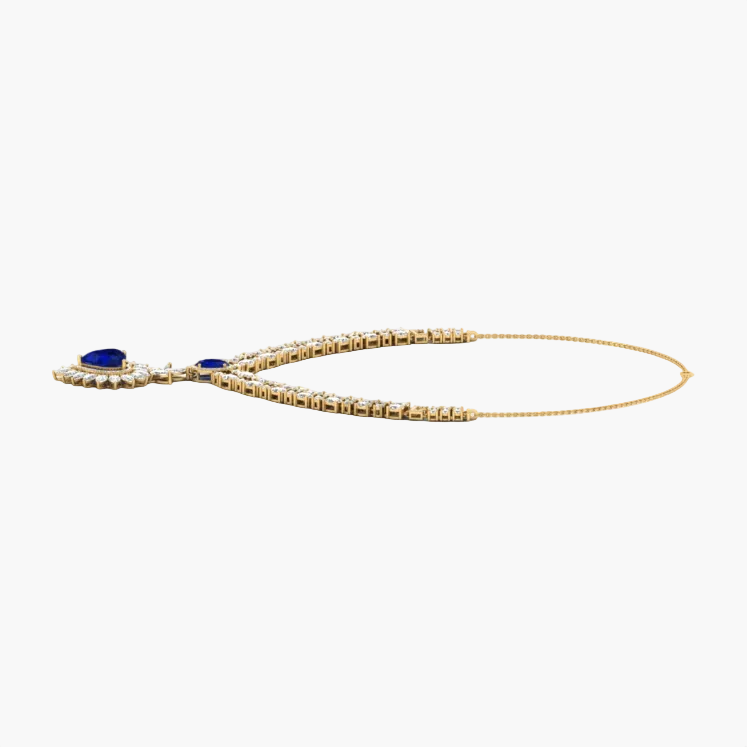 Majestic Sapphire Heart-Drop Diamond Necklace