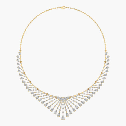 Gold necklace with diamond-like stones on a white background, branded 'Green Lab'.
