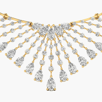 Gold and diamond necklace on a white background