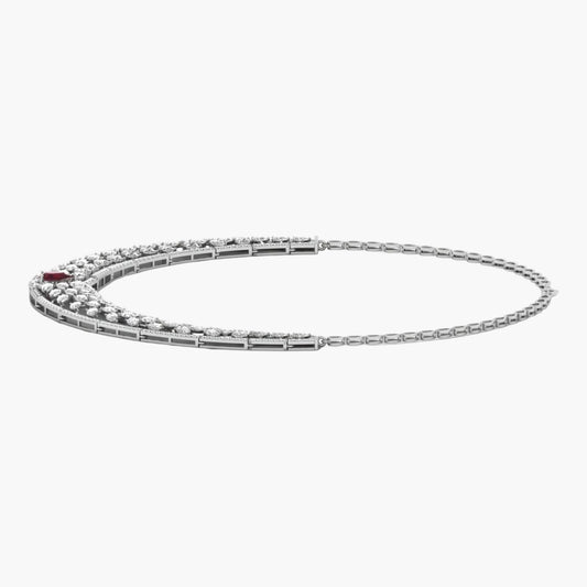 Silver bracelet with gemstones on a white background