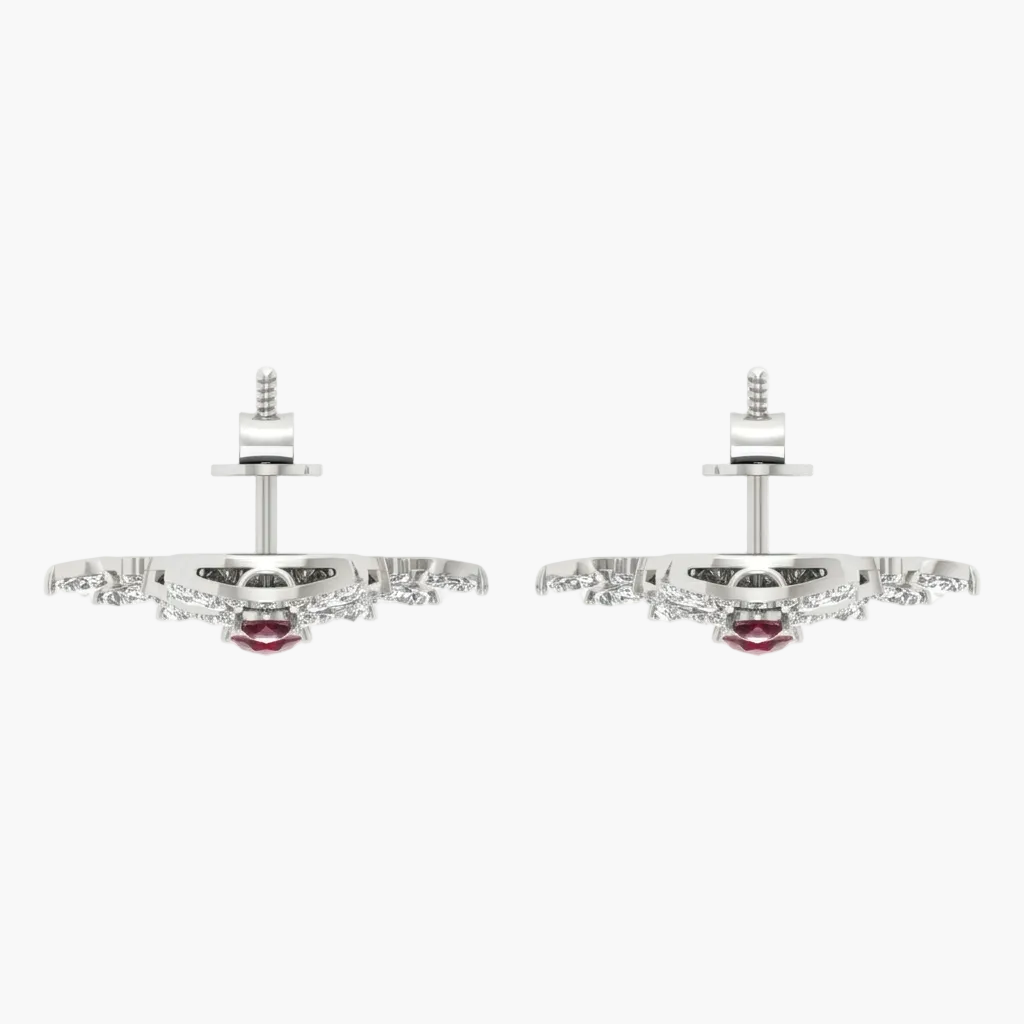 Pair of ornate earrings on a white background