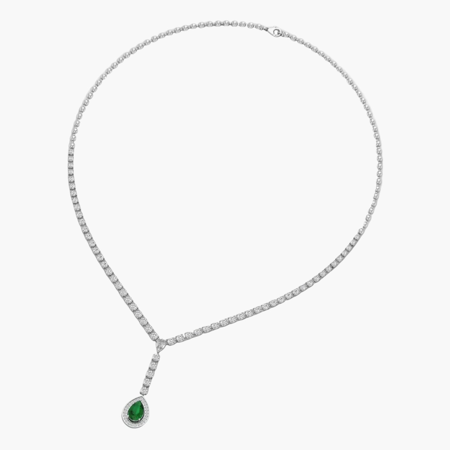 Necklace with a green gemstone on a white background, branded 'Green Lab'.