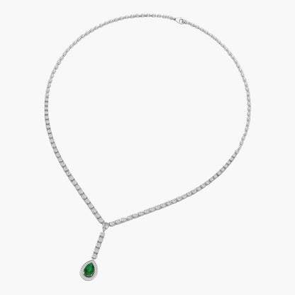 Necklace with a green gemstone on a white background, branded 'Green Lab'.