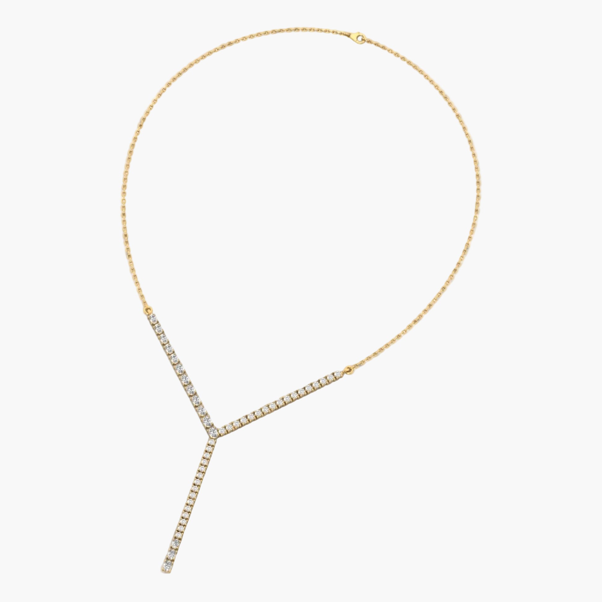 Gold necklace with diamonds on a white background, branded 'Green Lab'.