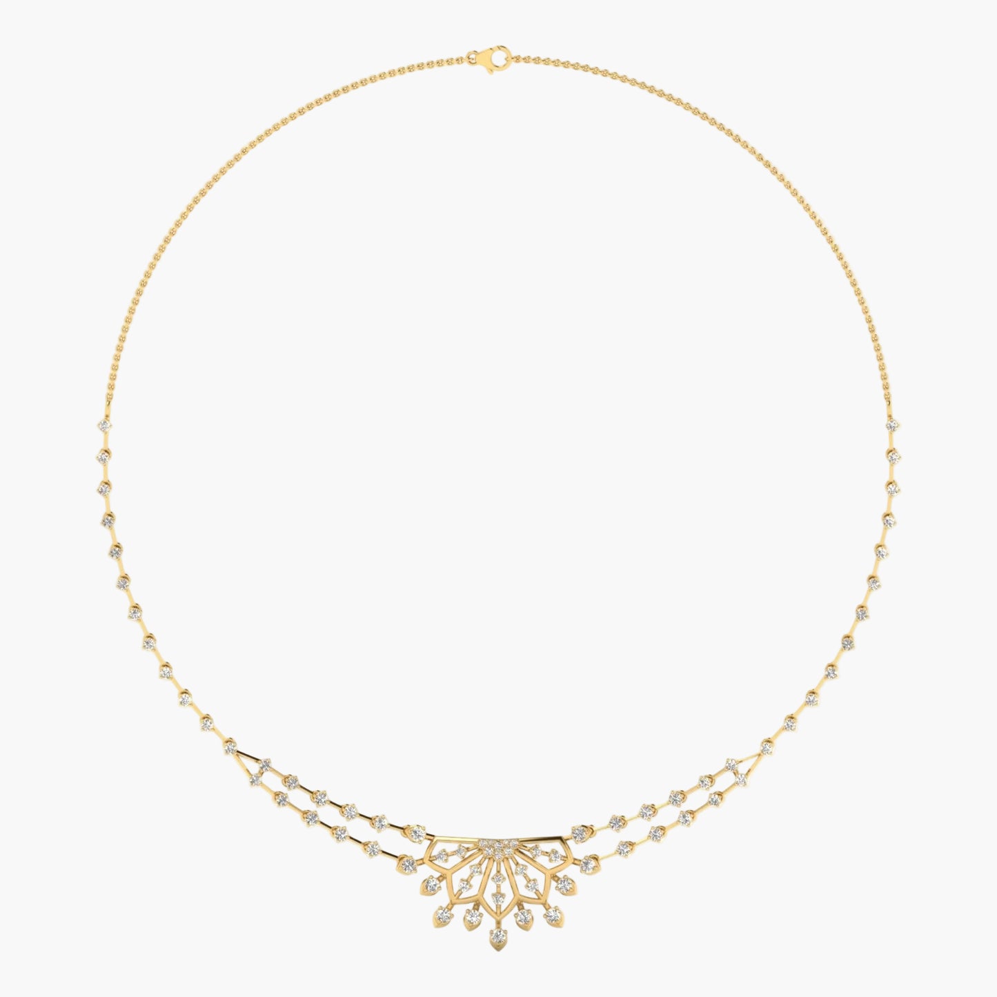 Gold necklace with decorative elements on a white background, featuring the brand 'Green Lab'.