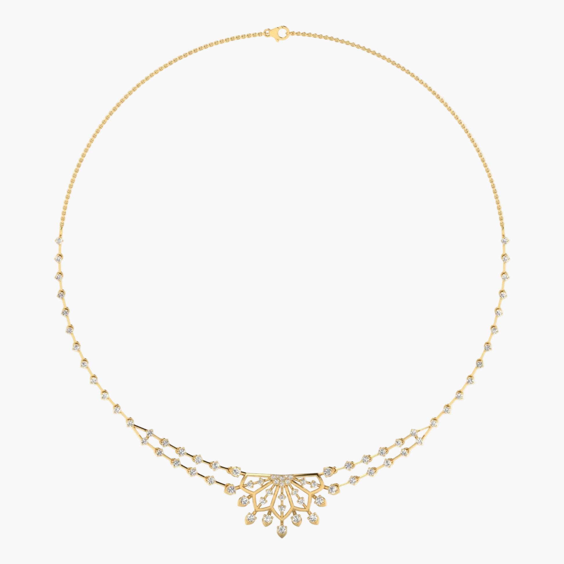 Gold necklace with decorative elements on a white background, featuring the brand 'Green Lab'.