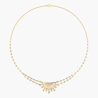 Gold necklace with decorative elements on a white background, featuring the brand 'Green Lab'.