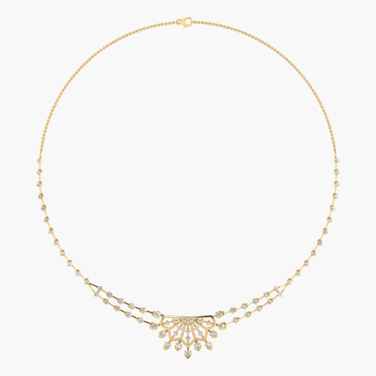 Gold necklace with decorative elements on a white background, featuring the brand 'Green Lab'.