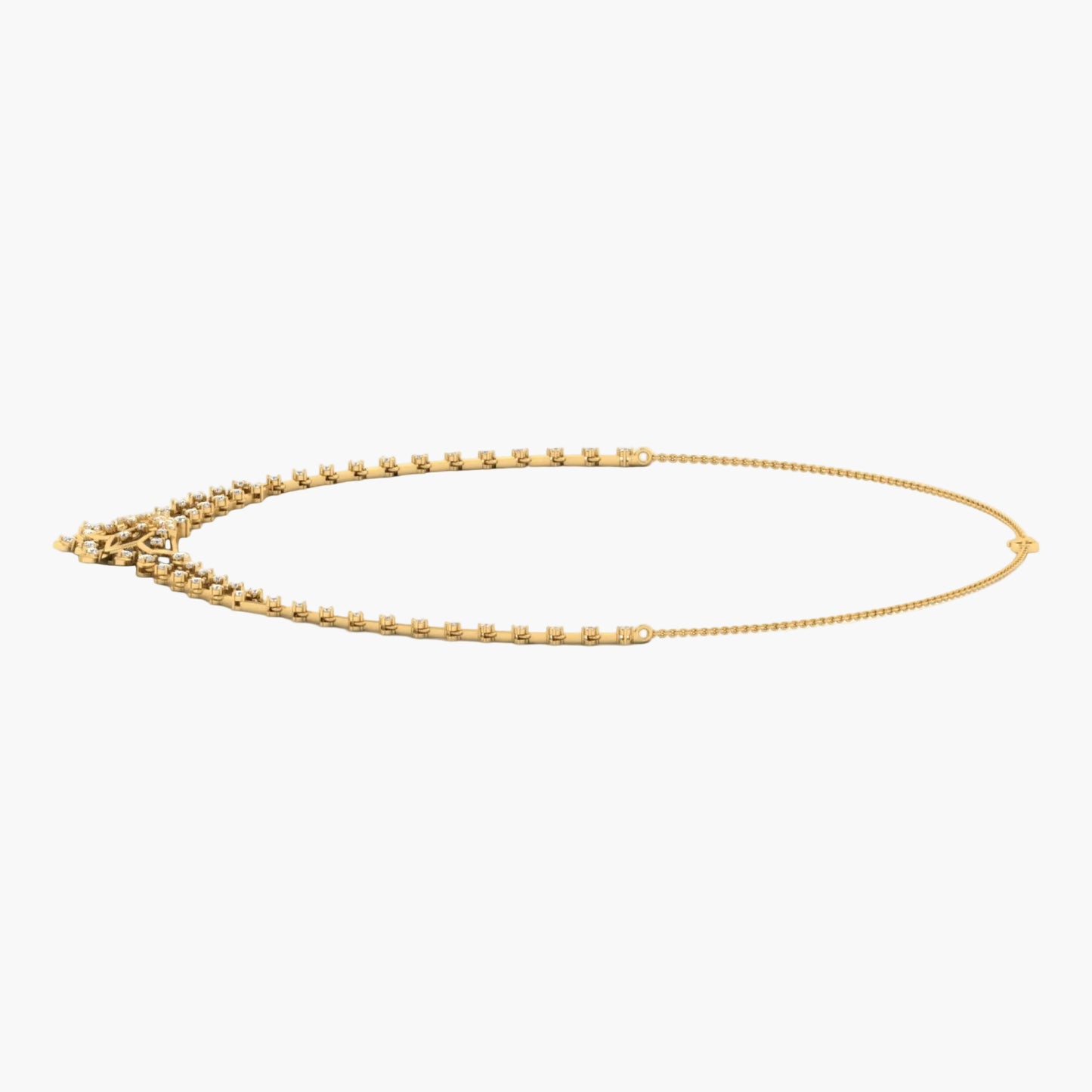 Gold necklace on a white background with 'Green Lab' branding.