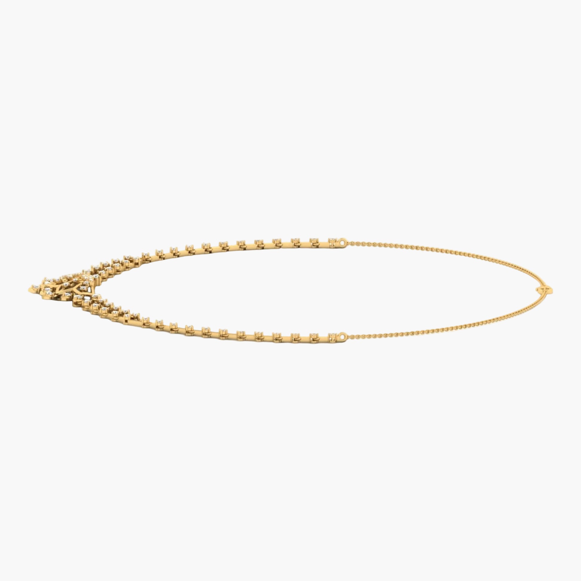 Gold necklace on a white background with 'Green Lab' branding.